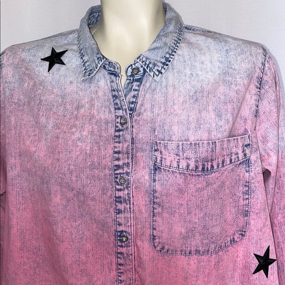 *CUSTOM DYED EMBELLISHED CROPPED BUTTON DOWN - Picture 3 of 5